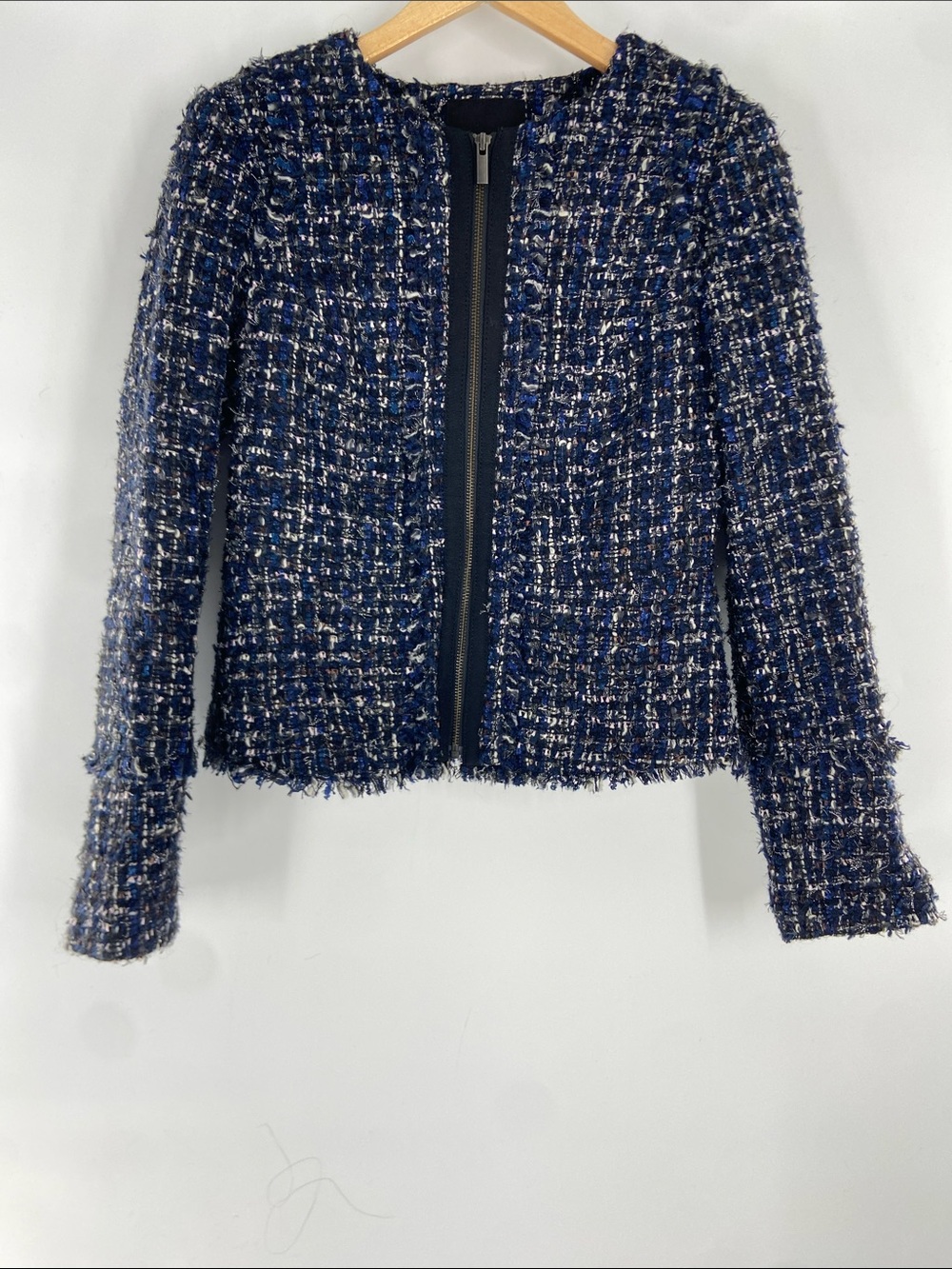 Banana Republic Blue Blazer Tweed Jacket Size 2 Gently Used